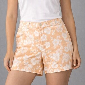 Jachs Girlfriend Stretch Satin Chino Mid Rise Floral Orange Shorts Women’s XXL